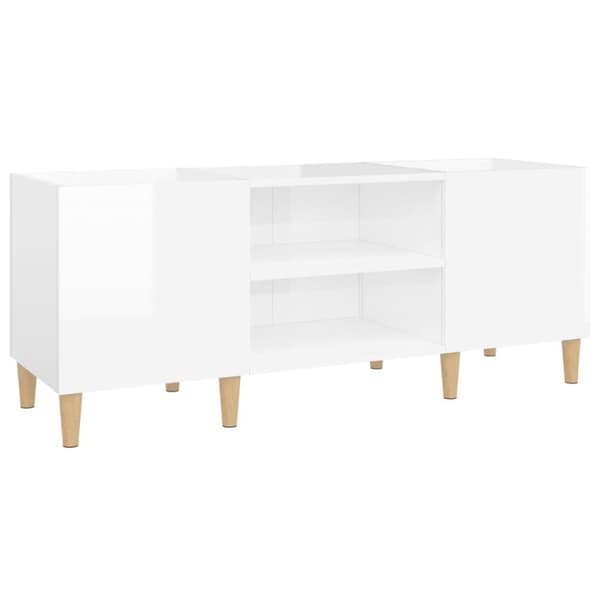 The Living Store Stereobänk vit högglans 121x38x48 cm konstruerat trä - Medieförvaring