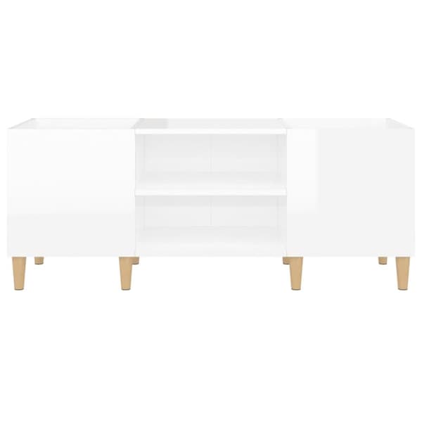 The Living Store Stereobänk vit högglans 121x38x48 cm konstruerat trä - Medieförvaring