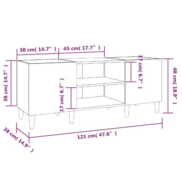 The Living Store Stereobänk vit högglans 121x38x48 cm konstruerat trä - Medieförvaring