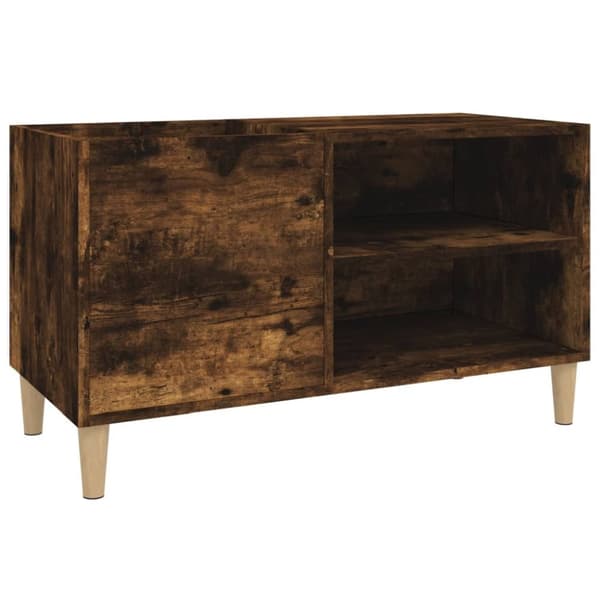 The Living Store Stereobänk rökfärgad ek 84,5x38x48 cm konstruerat trä - Medieförvaring