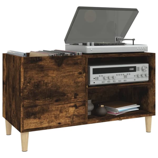 The Living Store Stereobänk rökfärgad ek 84,5x38x48 cm konstruerat trä -  Medieförvaring