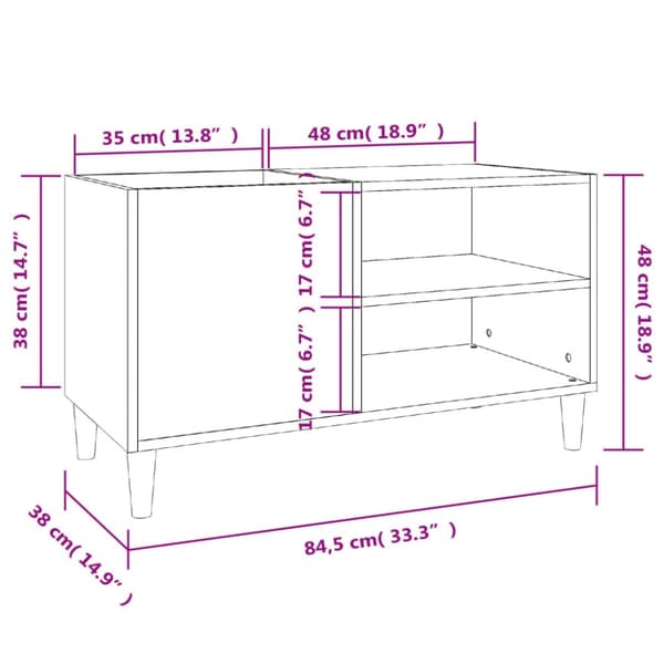 The Living Store Stereobänk rökfärgad ek 84,5x38x48 cm konstruerat trä - Medieförvaring