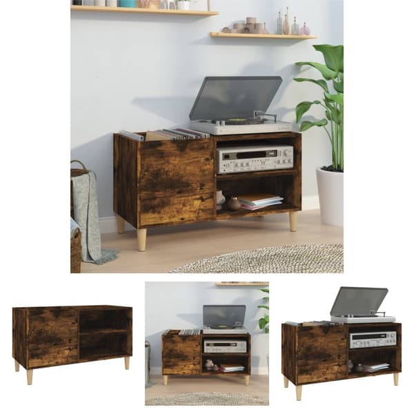 The Living Store Stereobänk rökfärgad ek 84,5x38x48 cm konstruerat trä -  Medieförvaring