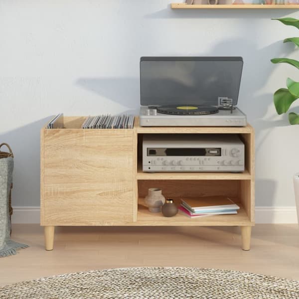 The Living Store vinylskab 84,5x38x48 cm konstrueret træ sonoma-eg -  Medieopbevaring