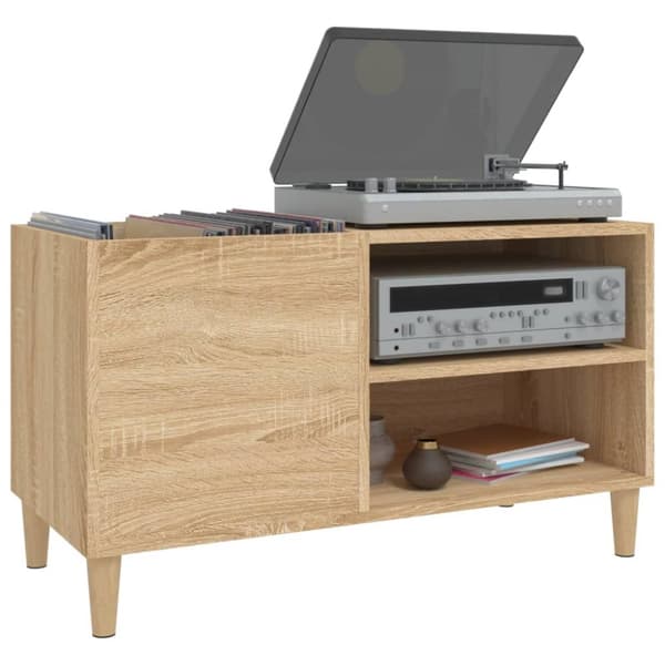 The Living Store vinylskab 84,5x38x48 cm konstrueret træ sonoma-eg -  Medieopbevaring