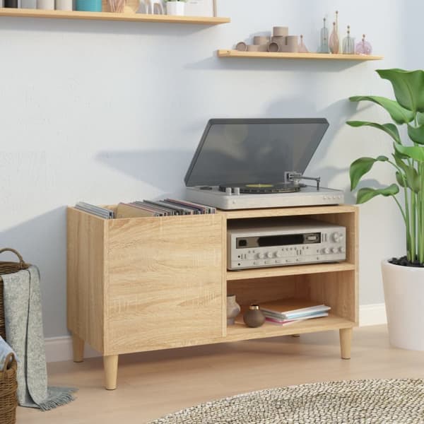 The Living Store vinylskab 84,5x38x48 cm konstrueret træ sonoma-eg -  Medieopbevaring