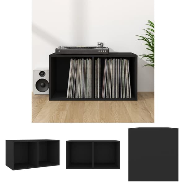 The Living Store Vinylhylla svart 71x34x36 cm konstruerat trä -  Medieförvaring