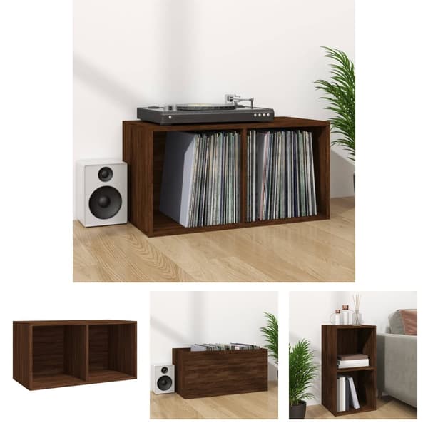 The Living Store Vinylhylla brun ek 71x34x36 cm konstruerat trä -  Medieförvaring