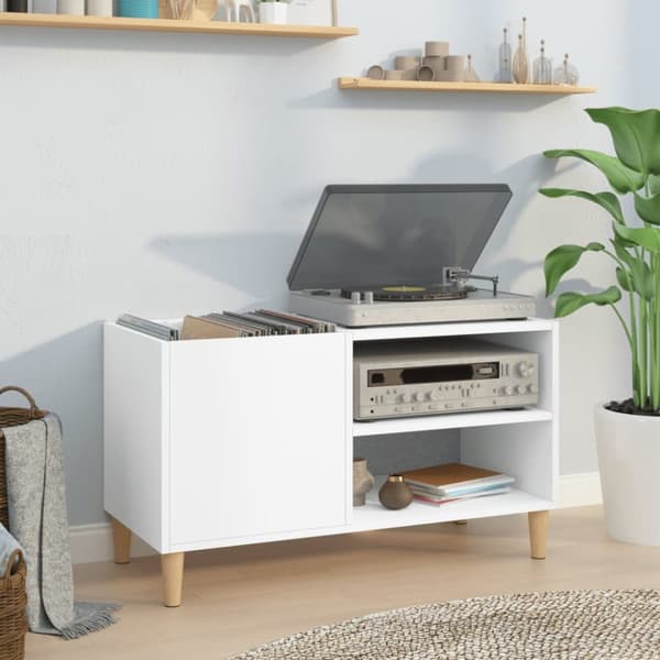 The Living Store Stereobänk vit 84,5x38x48 cm konstruerat trä - Medieförvaring