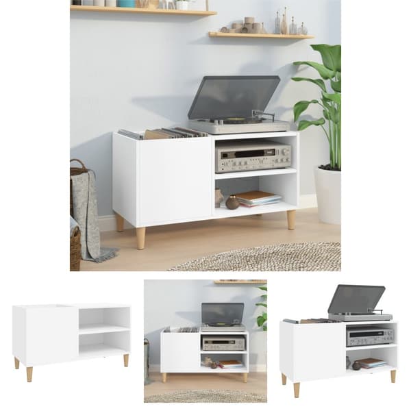 The Living Store Stereobänk vit 84,5x38x48 cm konstruerat trä - Medieförvaring