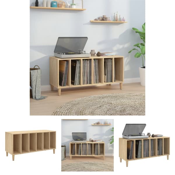 The Living Store vinylskab 100x38x48 cm konstrueret træ sonoma-eg -  Medieopbevaring