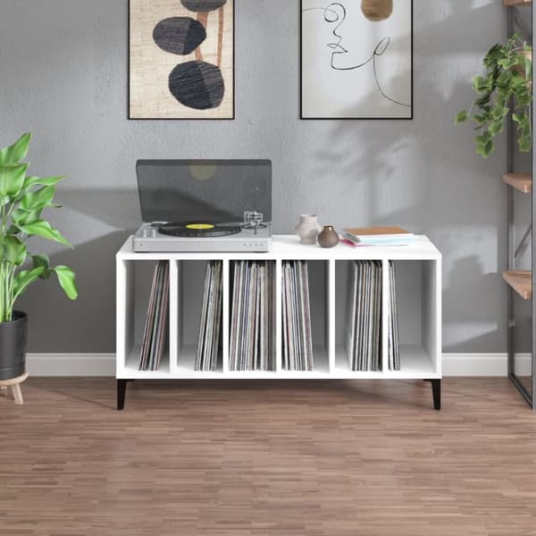 The Living Store Stereobänk vit 100x38x48 cm konstruerat trä -  Medieförvaring