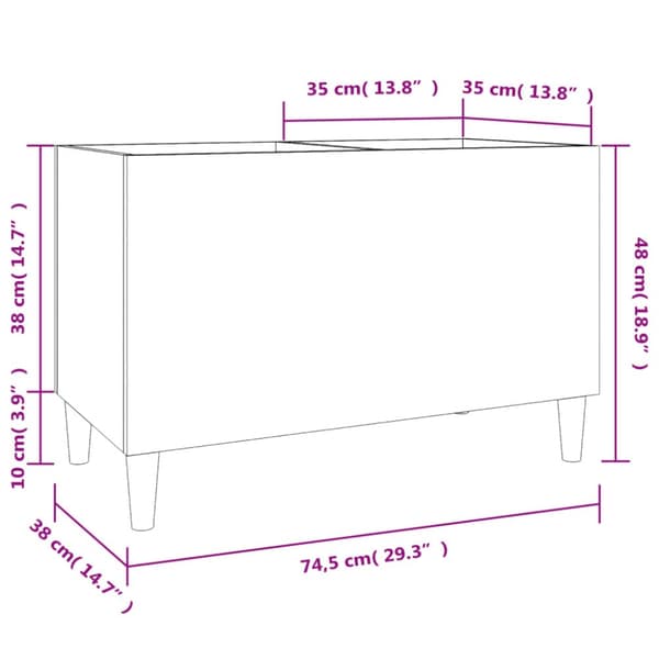 The Living Store Stereobänk vit 74,5x38x48 cm konstruerat trä -  Medieförvaring