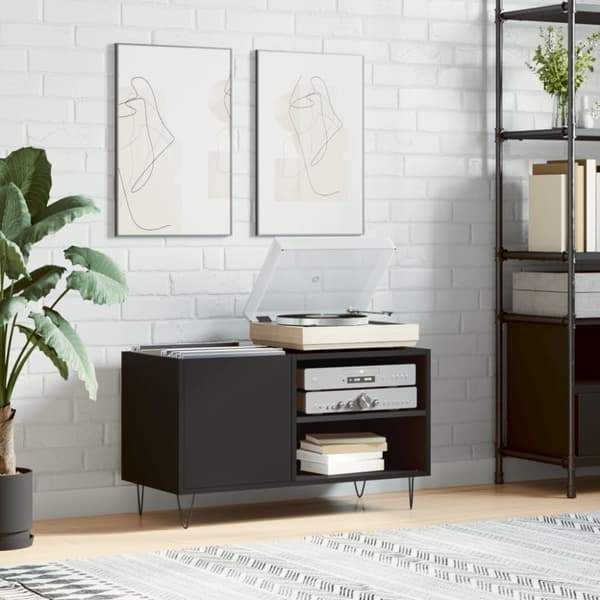 The Living Store Stereobänk svart 85x38x48 cm konstruerat trä - Medieförvaring