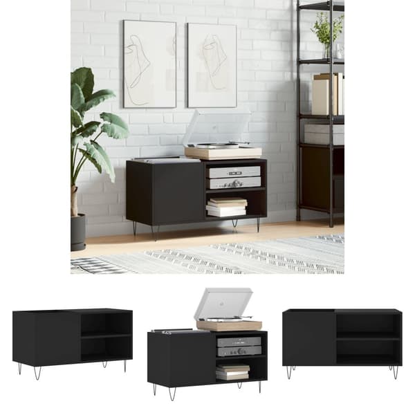 The Living Store Stereobänk svart 85x38x48 cm konstruerat trä -  Medieförvaring