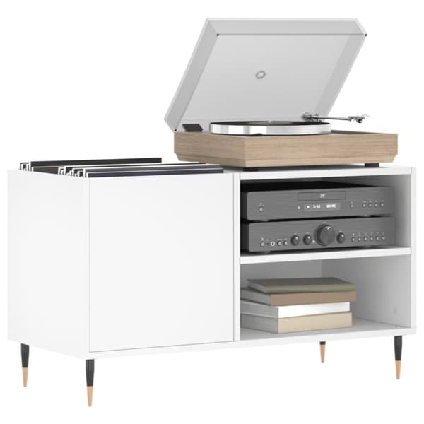 The Living Store Stereobänk vit 85x38x48 cm konstruerat trä - Medieförvaring