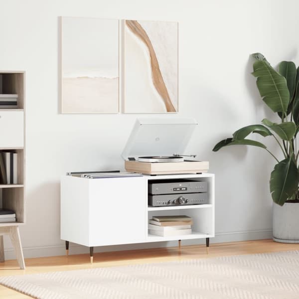 The Living Store Stereobänk vit 85x38x48 cm konstruerat trä - Medieförvaring