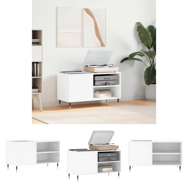 The Living Store Stereobänk vit 85x38x48 cm konstruerat trä - Medieförvaring