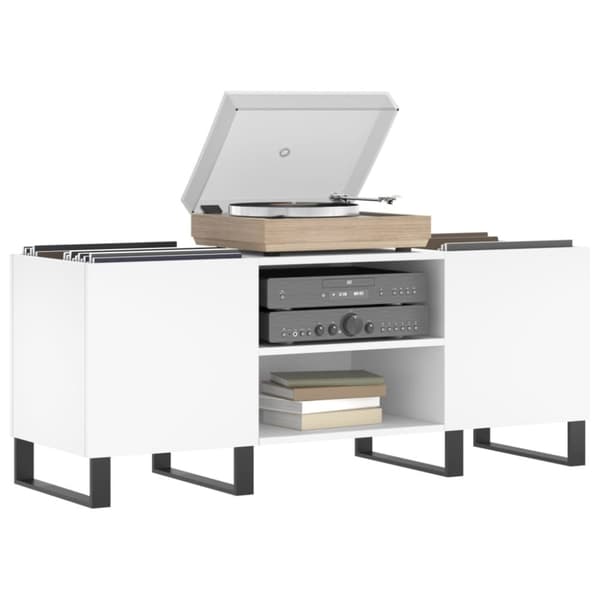 The Living Store vinylskab 121x38x48 cm konstrueret træ hvid -  Medieopbevaring
