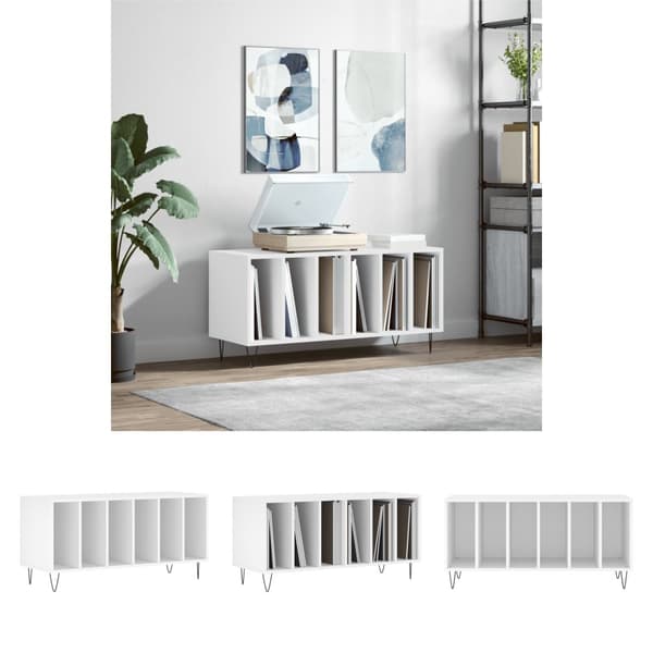 The Living Store vinylskab 100x38x48 cm konstrueret træ hvid -  Medieopbevaring