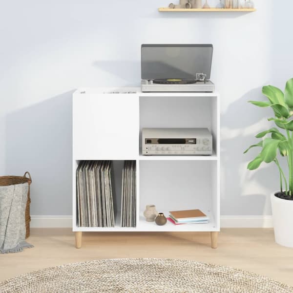 The Living Store vinylskab 84,5x38x89 cm konstrueret træ hvid -  Medieopbevaring