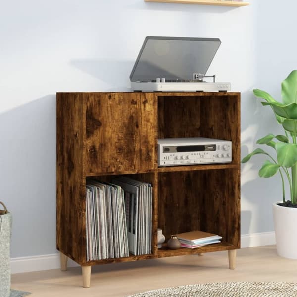 The Living Store Stereobänk rökfärgad ek 84,5x38x89 cm konstruerat trä -  Medieförvaring