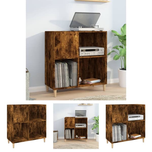 The Living Store Stereobänk rökfärgad ek 84,5x38x89 cm konstruerat trä -  Medieförvaring