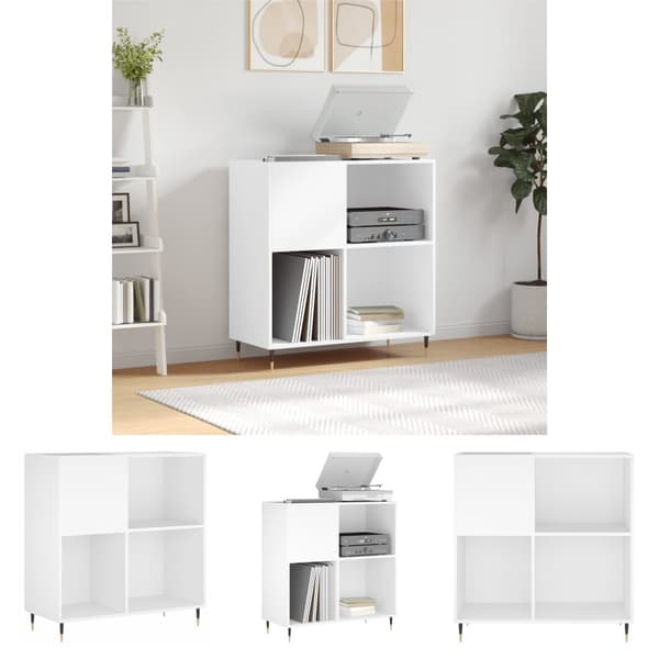 The Living Store vinylskab 84,5x38x89 cm konstrueret træ hvid -  Medieopbevaring