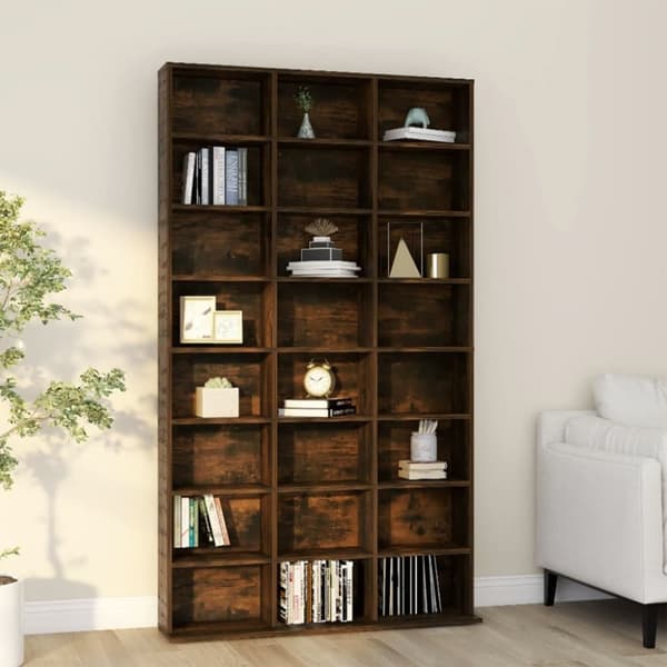 The Living Store reol 102x23x177,5 cm konstrueret træ røget egetræsfarve -  Medieopbevaring