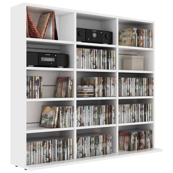 The Living Store cd-reol 102x23x89,5 cm konstrueret træ hvid -  Medieopbevaring