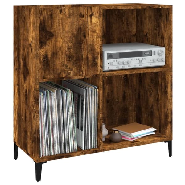 The Living Store vinylskab 84,5x38x89 cm konstrueret træ røget egetræsfarve -  Medieopbevaring