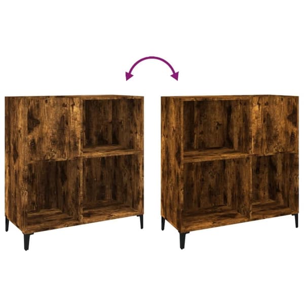 The Living Store vinylskab 84,5x38x89 cm konstrueret træ røget egetræsfarve - Medieopbevaring