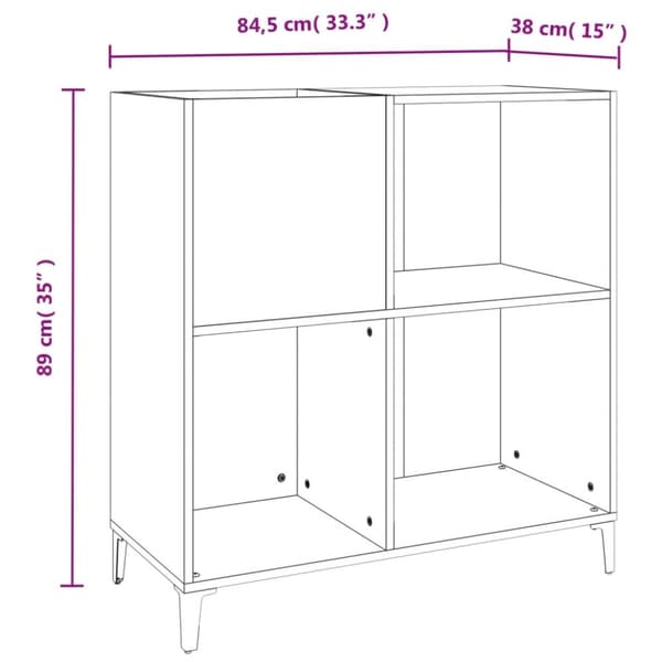 The Living Store vinylskab 84,5x38x89 cm konstrueret træ røget egetræsfarve - Medieopbevaring