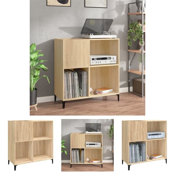 The Living Store vinylskab 84,5x38x39 cm konstrueret træ sonoma-eg -  Medieopbevaring