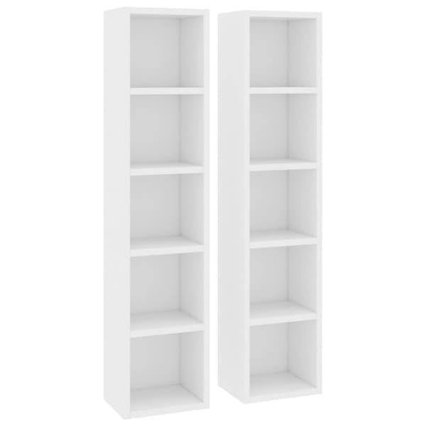 The Living Store cd-reoler 2 stk. 21x16x93,5 cm konstrueret træ hvid - Medieopbevaring