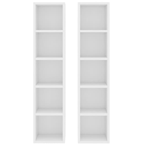 The Living Store cd-reoler 2 stk. 21x16x93,5 cm konstrueret træ hvid - Medieopbevaring