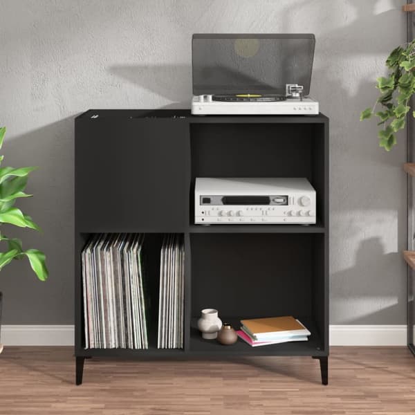 The Living Store Stereobänk svart 84,5x38x89 cm konstruerat trä -  Medieförvaring