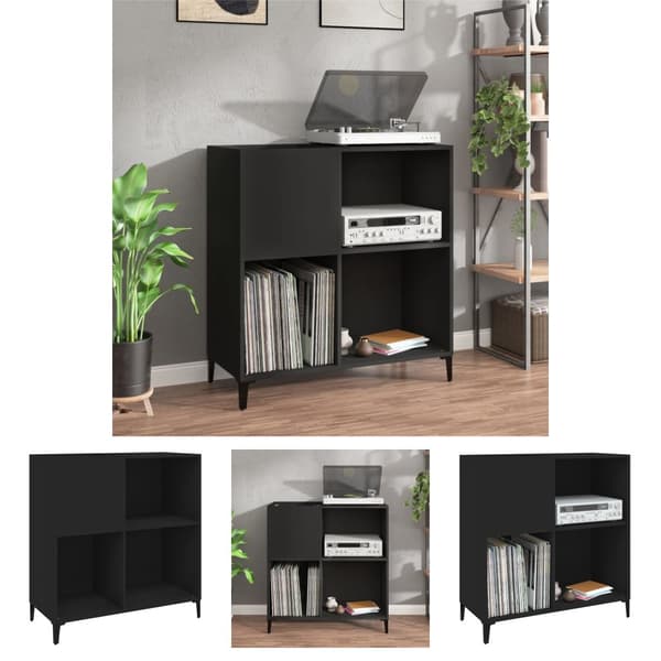 The Living Store Stereobänk svart 84,5x38x89 cm konstruerat trä -  Medieförvaring