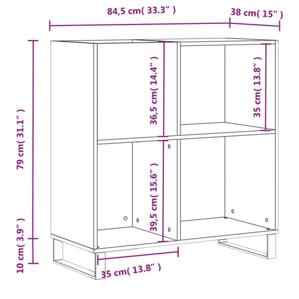 The Living Store Stereobänk grå sonoma 84,5x38x89 cm konstruerat trä - Medieförvaring