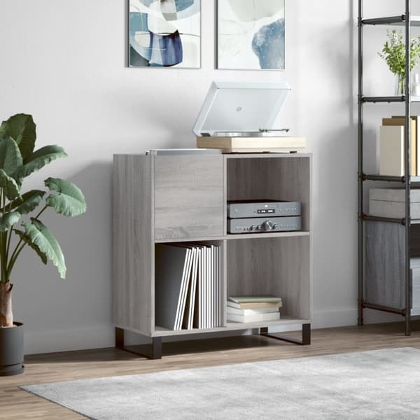 The Living Store Stereobänk grå sonoma 84,5x38x89 cm konstruerat trä - Medieförvaring