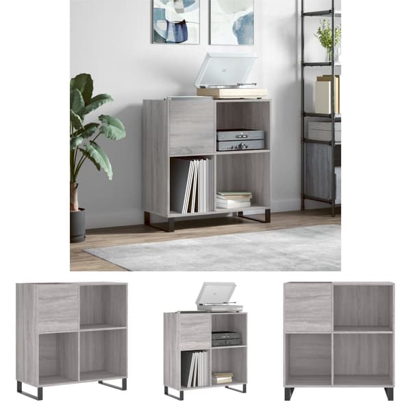 The Living Store Stereobänk grå sonoma 84,5x38x89 cm konstruerat trä -  Medieförvaring