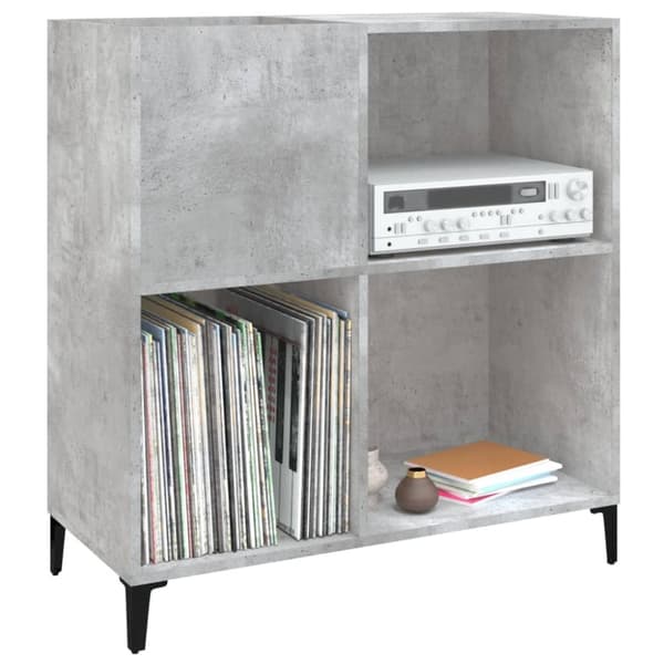 The Living Store vinylskab 84,5x38x89 cm konstrueret træ betongrå - Medieopbevaring