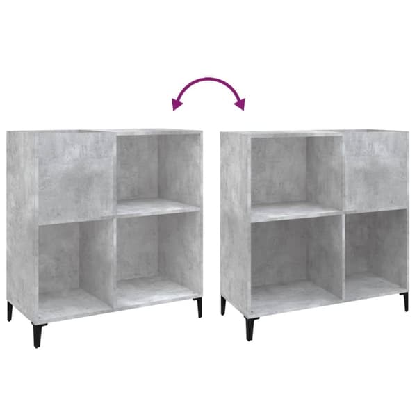 The Living Store vinylskab 84,5x38x89 cm konstrueret træ betongrå - Medieopbevaring