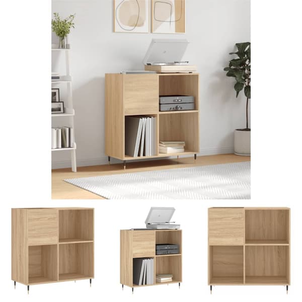 The Living Store vinylskab 84,5x38x39 cm konstrueret træ sonoma-eg - Medieopbevaring