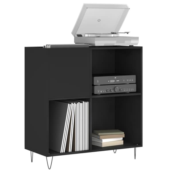 The Living Store Stereobänk svart 84x38x89 cm konstruerat trä - Medieförvaring