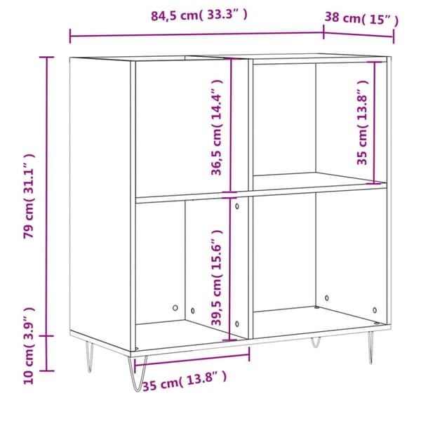 The Living Store Stereobänk svart 84x38x89 cm konstruerat trä - Medieförvaring