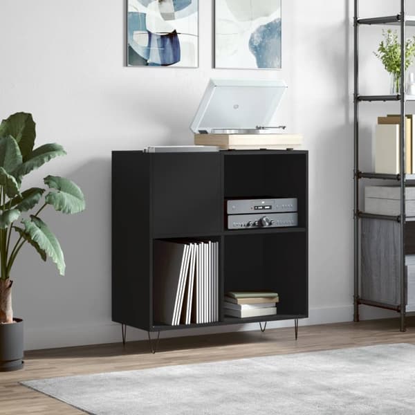 The Living Store Stereobänk svart 84x38x89 cm konstruerat trä - Medieförvaring