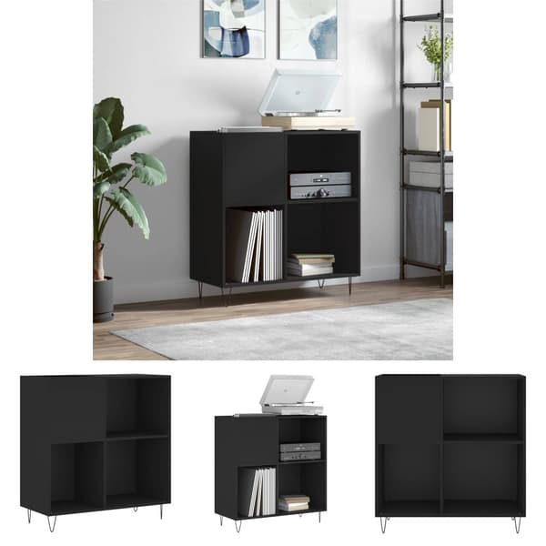 The Living Store Stereobänk svart 84x38x89 cm konstruerat trä - Medieförvaring