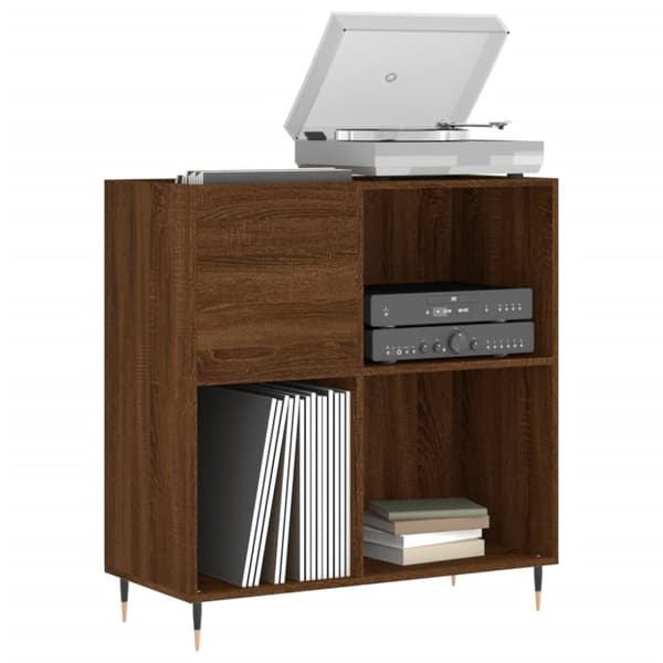 The Living Store vinylskab 84,5x38x89 cm konstrueret træ brun egetræsfarve -  Medieopbevaring