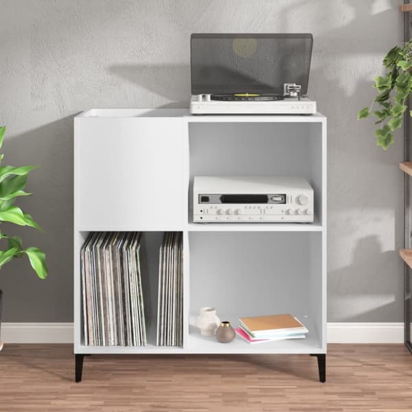 The Living Store Stereobänk vit 84,5x38x89 cm konstruerat trä -  Medieförvaring